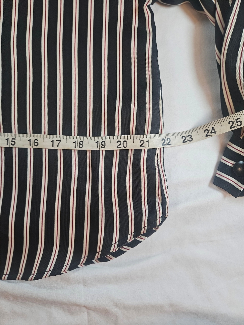 Zara Basic Womens Black & White Striped Long Sleeve Neck Tie Satin Blouse Sz L - Picture 7 of 14